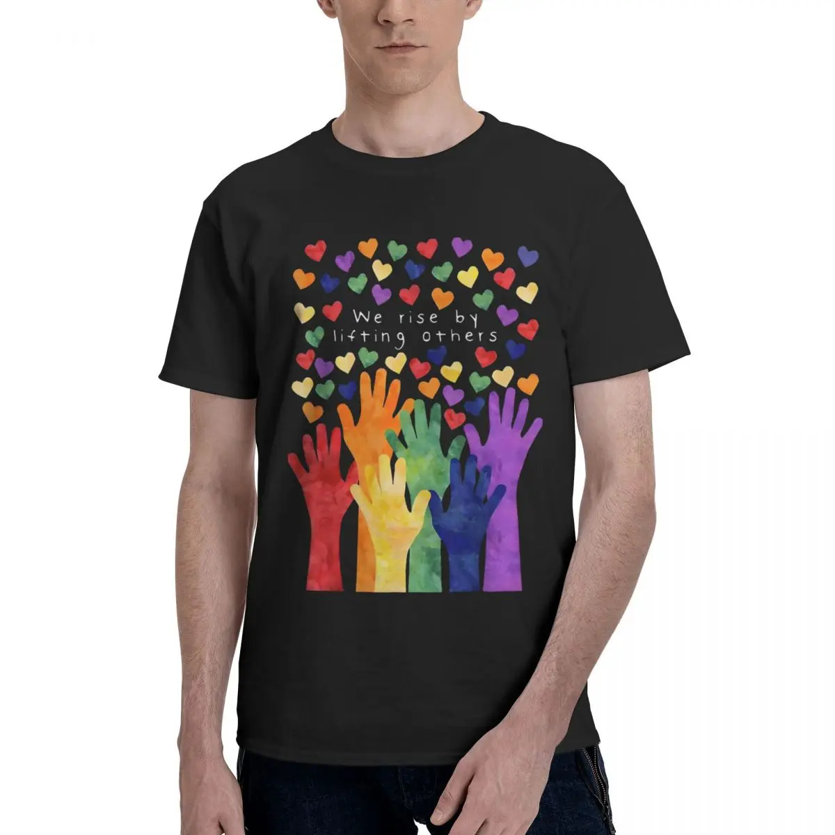 Mains colorées coeurs unité graphique Cool campagne Vintage Kemp T-shirts Fitness taille américaine