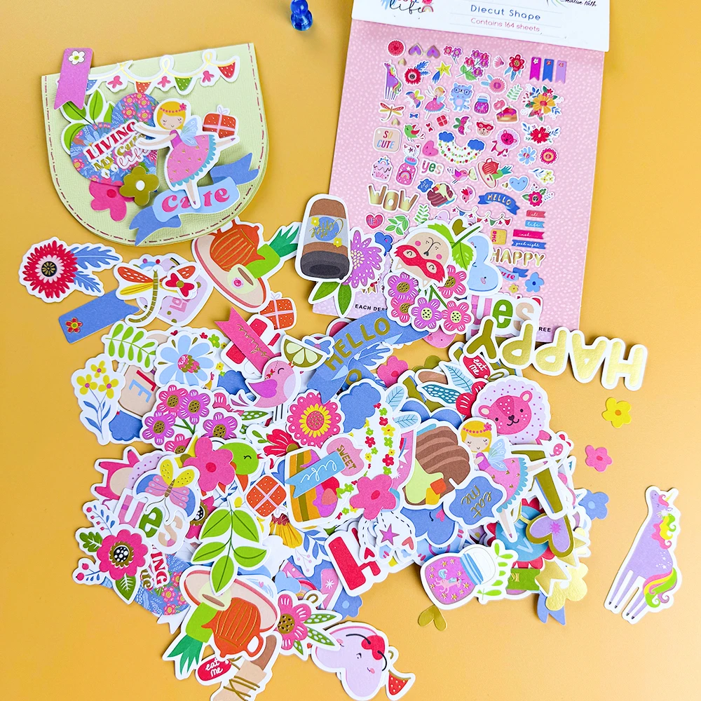 Creative Path Paper Diecuts Shapes Ephemera 164pcs Embellishments Die Cuts Scrapbooking Cardmaking Journaling Decorations