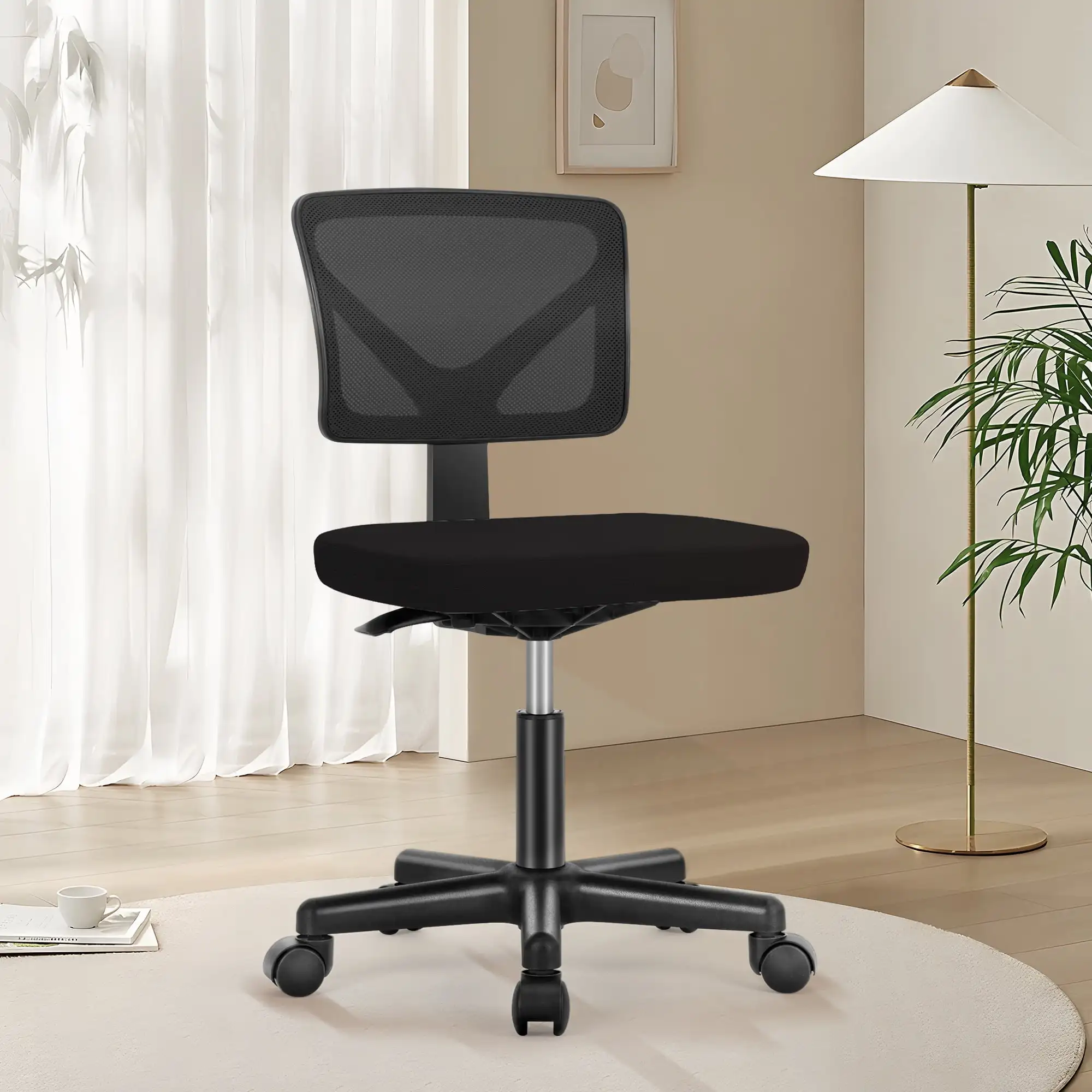 Mesh Task Chair with Padded Seat for Home Office Black