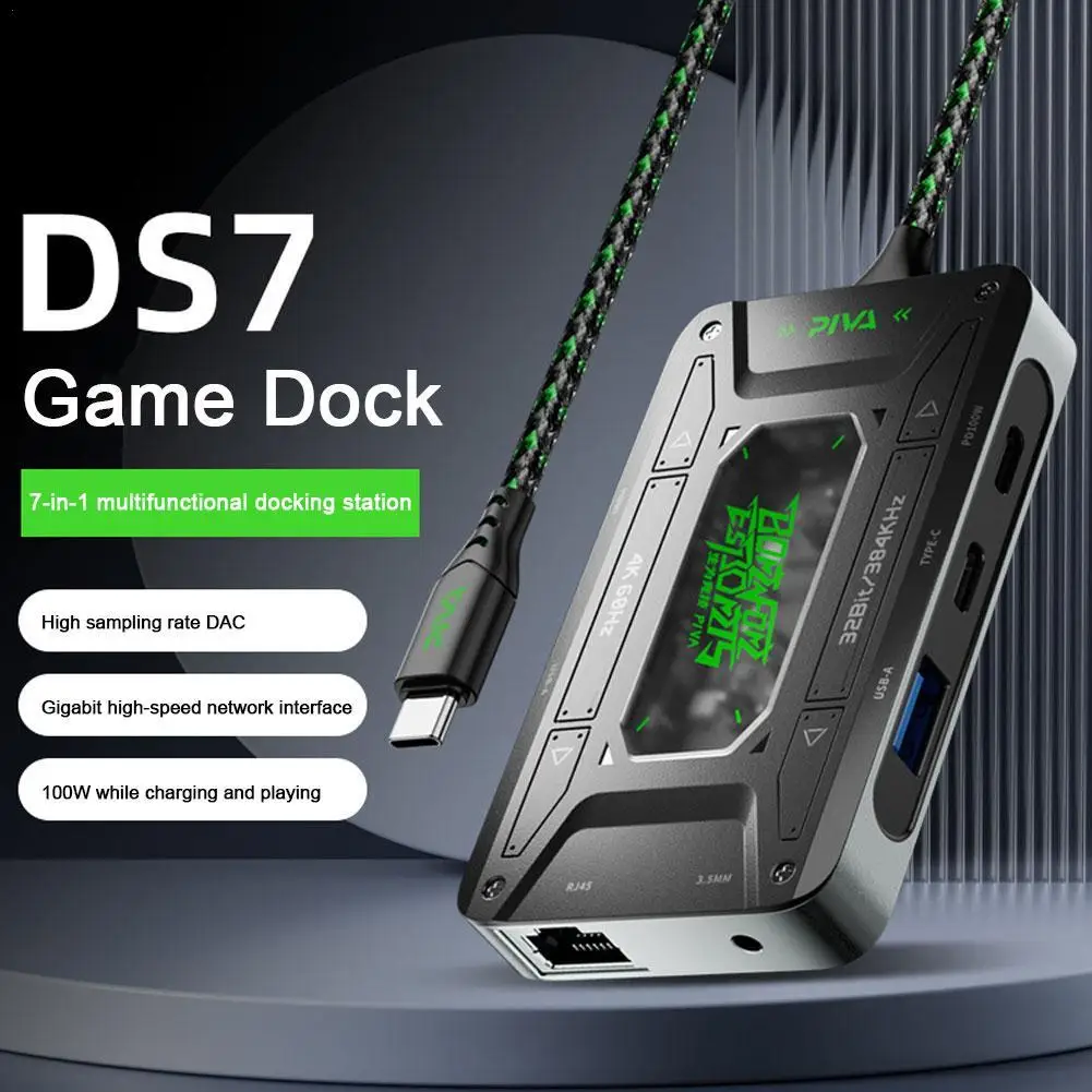 For Paiwei DS7 Type-C 7-in-1 Multi-function Docking Station To USB/HD/Ethernet Converter Supports Dual-screen 4K Display ﻿