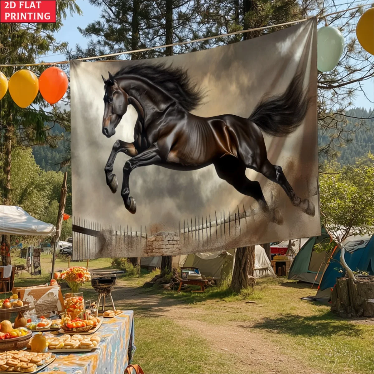 Horse tapestry wall art for living roombedroomdecor rustic equestrian animal print home decoration 2D flat printing wall hanging
