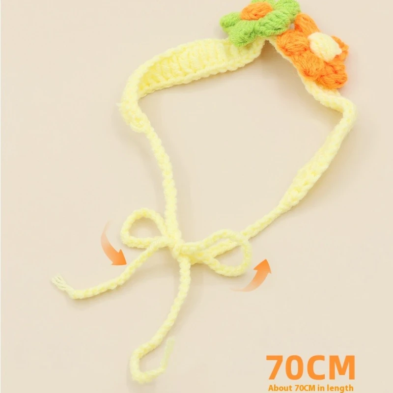 طوق الحيوانات الأليفة المنسوج يدويًا على شكل زهرة - وشاح محبوك قابل للتعديل للقطط والكلاب، إكسسوار عصري ولطيف #6