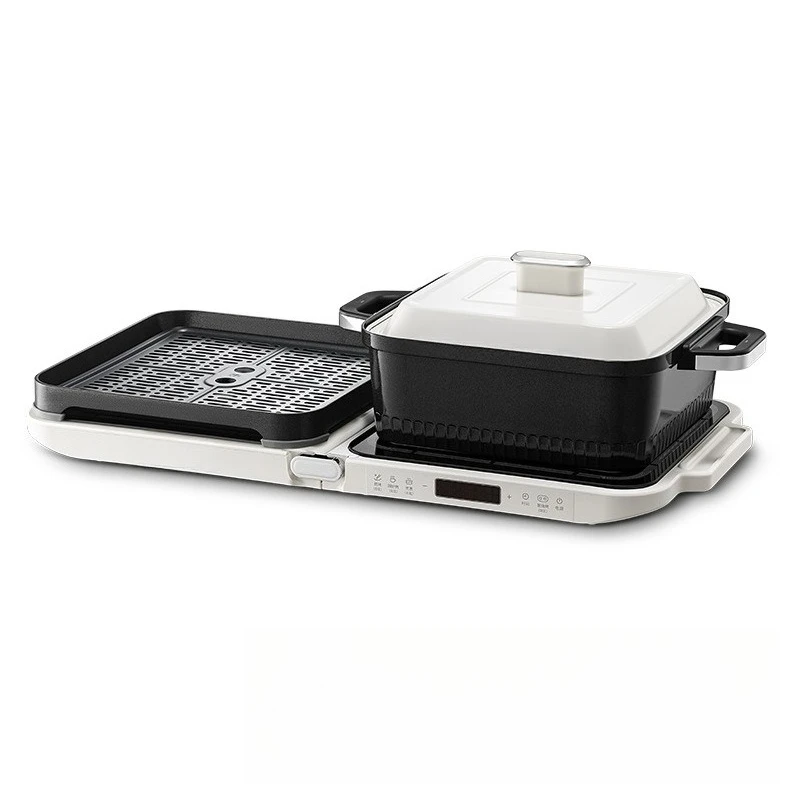 Folding multi-functional cooking pot, electric hot pot, rinse and fry, kitchen appliances