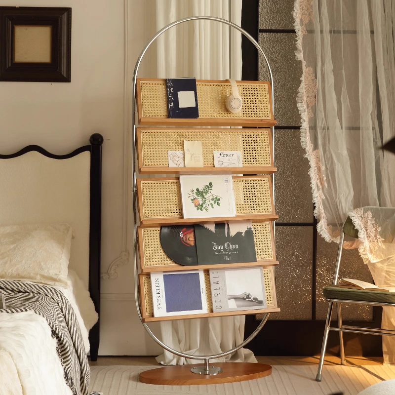 

Solid Wood Rattan Magazine Bookshelf Sofa Against Wall Screen Display Cabinet Room Decoration Partition Room Divider Dividers