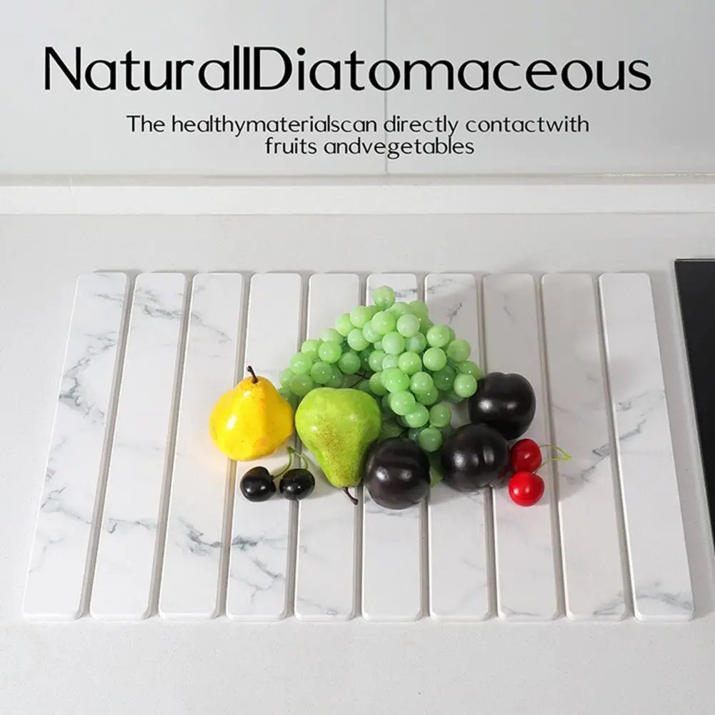 Kitchen Countertop Absorbent Pad Diatomaceous Earth Dish Drying Mat Collapsible Absorbent Drain Pad Heat-resistant Eco-friendly