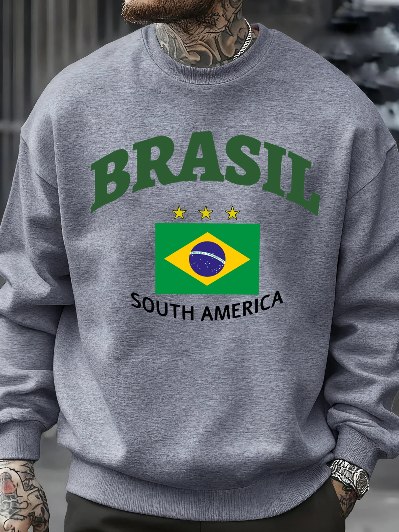 Brasilien Südamerika Drucke Mann Pullover Trendy Fleece Sweatshirt Herbst Oansatz Kleidung Warme Mehrfarbige Top Mode Streetwear
