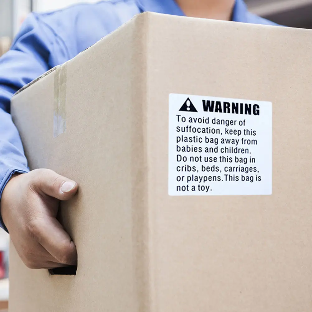 

Suffocation Warning Stickers Roll Extra Strong Adhesive Packing Labels for Shipping Boxes Bags Safety Compliance Warning Signs