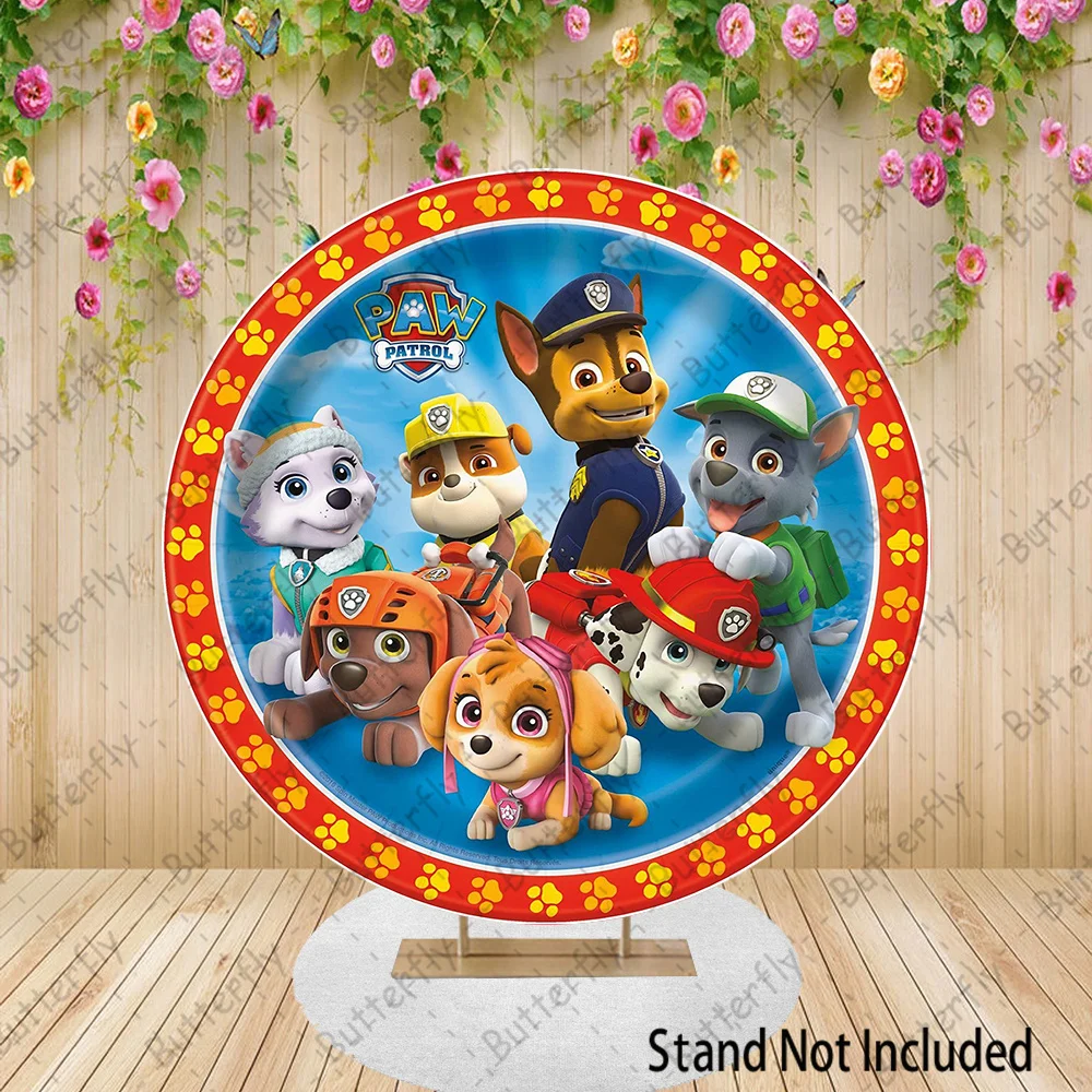 Ryder Skye Rocky Rubble Chase Zuma Marshall Dog Birthday Backdrop Paw Patrol  Round Photography Baby Shower Background Banner