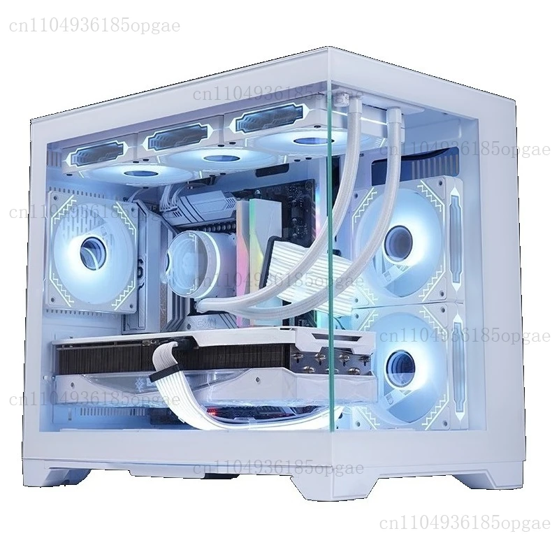 White Computer Chassis Desktop Sea View Room 240/360 Water Cooling Full Side Transparent