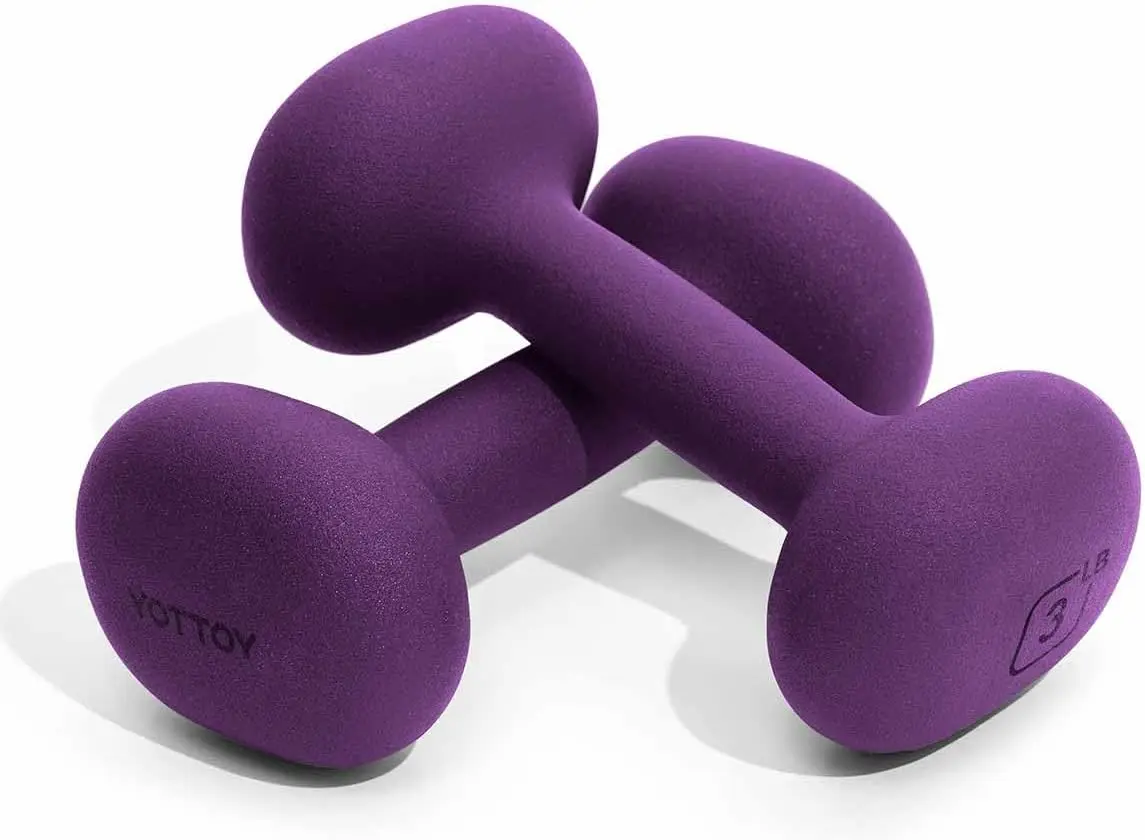 Juego de mancuernas de pesas para mujer, juego de 2 mancuernas de 2/3 libras, pesas de mano antideslizantes para entrenamiento en casa, entrenamiento de fuerza portátil