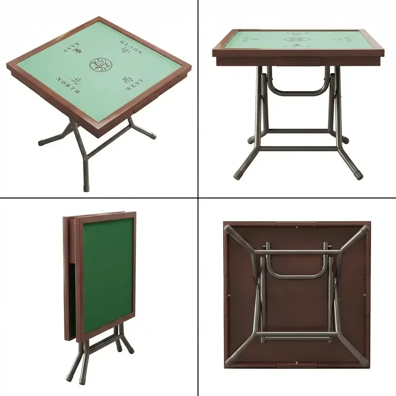Foldable Metal Mahjong Table for 4 Players Simple Design Living Room Game Desk Suitable for Adults and Elderly Home