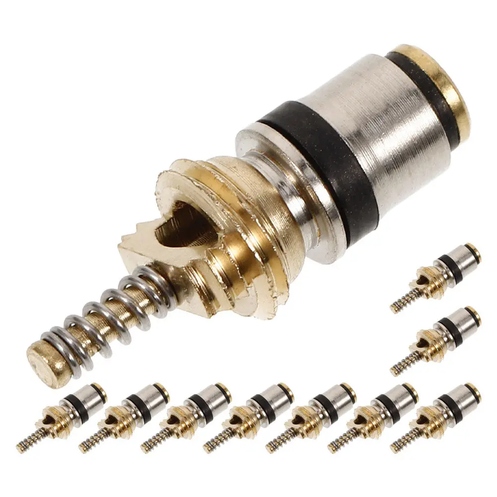

10Pcs R134a-3 Valve Core Kit Copper Air Conditioning Valve Core Automotive Air Conditioner System Replacement Precise Charging