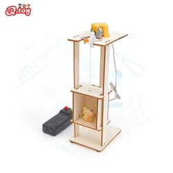 DIY Electric Remote Control Lift Elevator Wooden Model Kit Science School Projects Experiment Science Toys For Kids Education