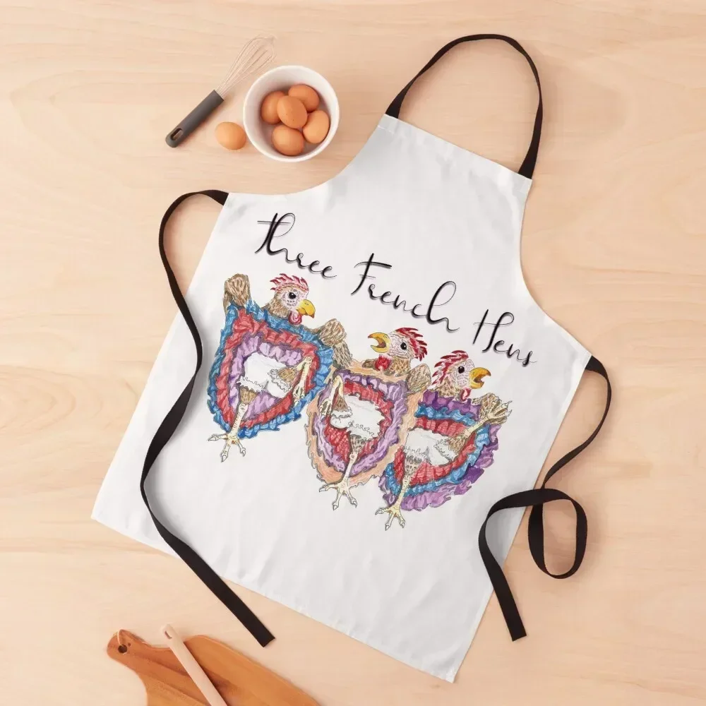 

Three French Hens Apron Hairdressing House Things For Home And Kitchen painting men's barbecue Apron