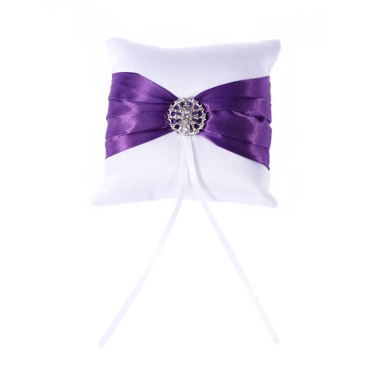 

Rhinestone Ring Pillow 10x10cm Milk Silk Lace Wedding Bearer Pillows Compact Soft Protective Decorative DIY Party