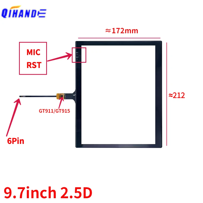 

New 9.7 Inch 2.5D GT911 GT915 915L 6Pin 212*172mm Touch Screen Sensor Digitizer Glass For Car Radio GPS Navigation Tesla Panel