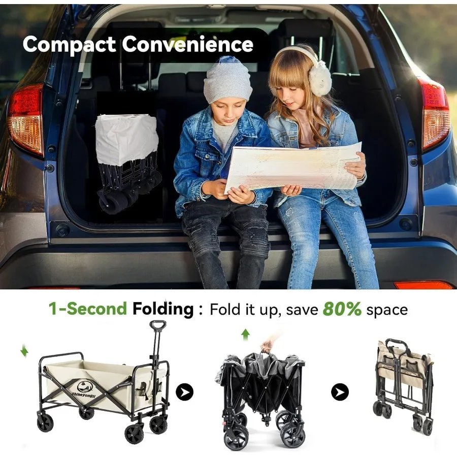عربة عربة قابلة للطي محمولة ذات سعة كبيرة للشاطئ شديدة التحمل قابلة للطي مع عربة عجلات AllTerrain عربة قابلة للطي لـ #3
