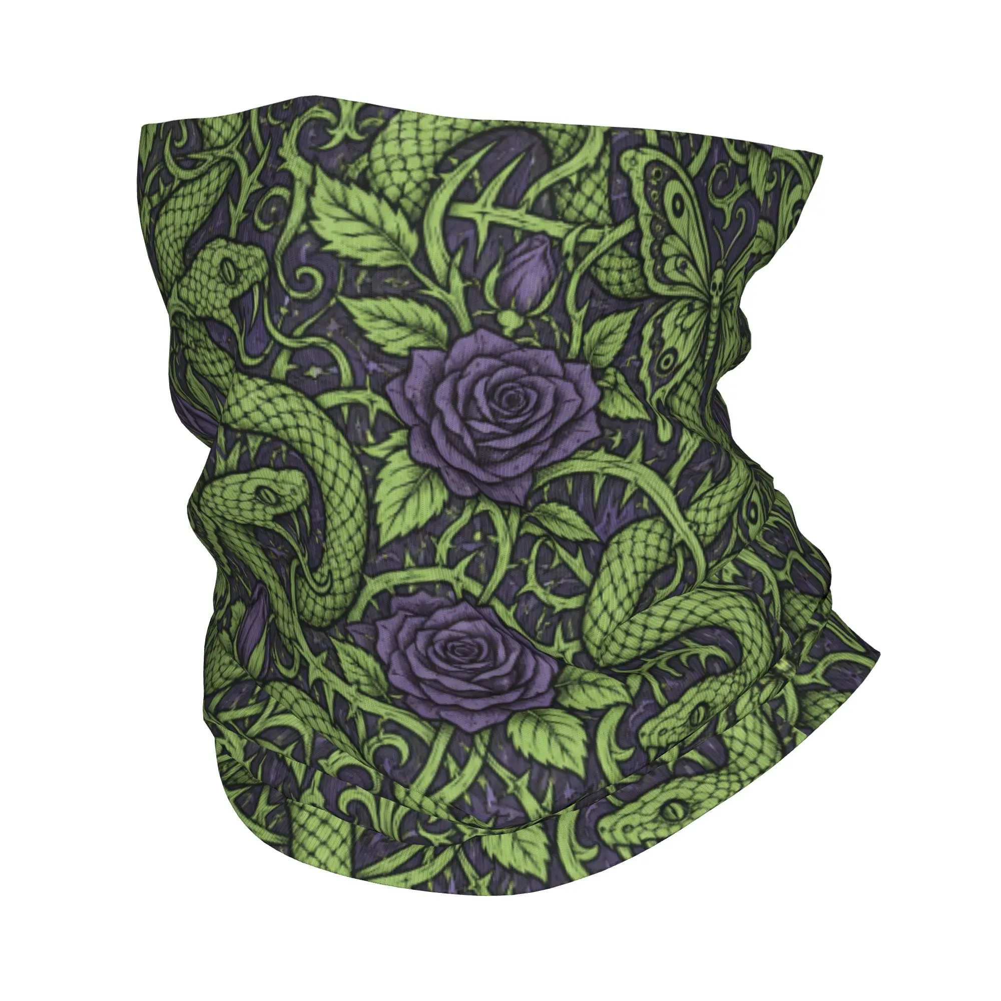 Gothic Snake Rose Butterfly Print Bandana  Vintage Balaclava Autumn  Fishing Dustproof Cycling Mask Breathable Face Cover Mask