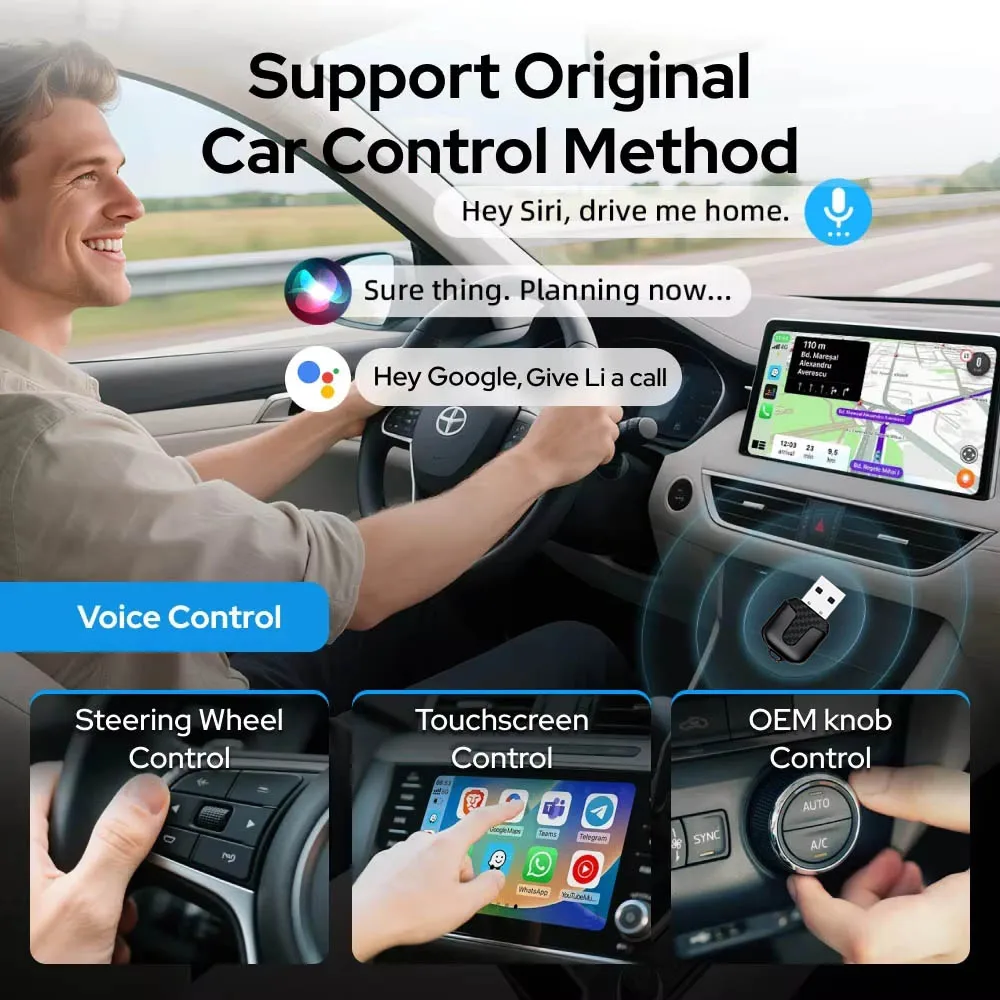 Skilldrive 2026 Ultra Mini 2 in 1 محول CarPlay اللاسلكي Android Auto AI Smart Box نظام ذكي لسيارة CarPlay السلكية
