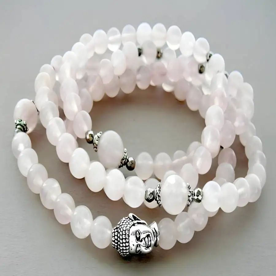 

6mm Rose Quartz Gemstone 108 Beads Mala Necklace zazen Japa Women Sacred Bead Chakra Chaplet Jewelry Gemstone Spiritual