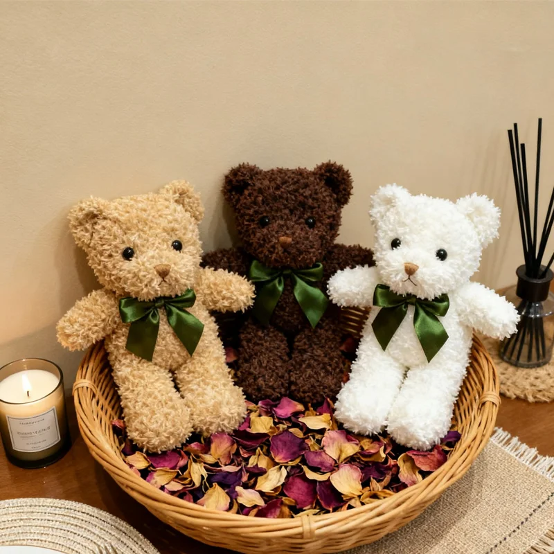 

25 см вьющаяся лента, медведь, плюшевые игрушки, мягкие, приятные для кожи, спальный компаньон, изысканные куклы-животные, кавайные украшения, подарки для друга