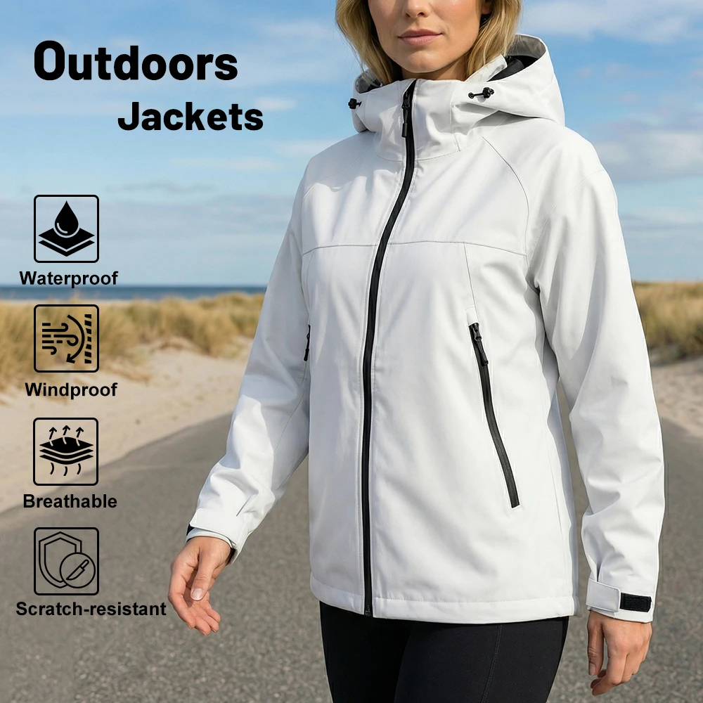 Women's Waterproof Windbreaker Outdoor Sport Windproof Rain Coat Unisex Hiking Camping Climbing Trekking  Cycling Casual Jacket