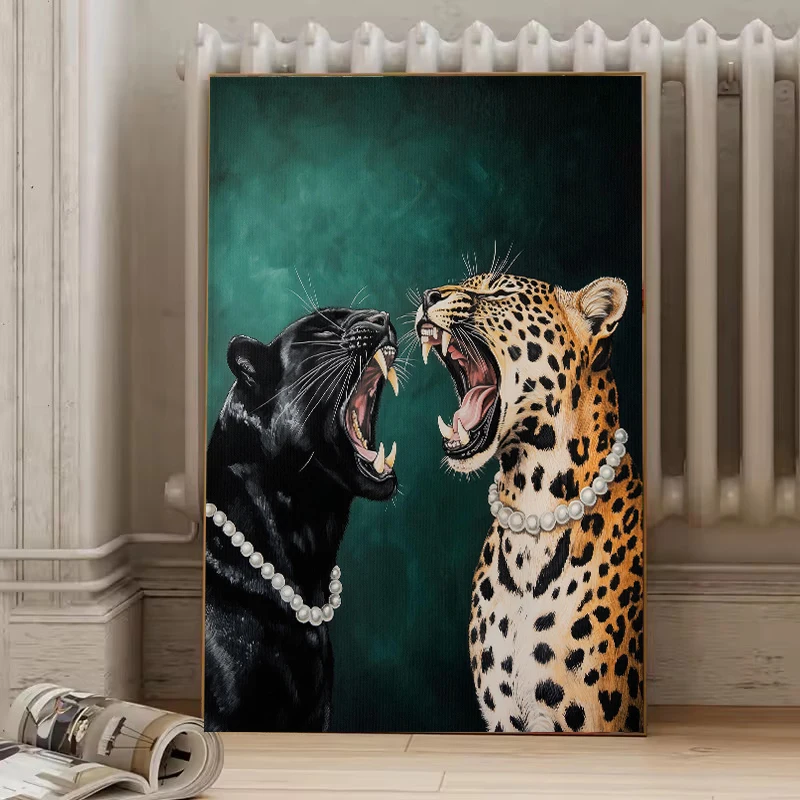 Trendy Cheetah Art Print Poster Emerald Green Leopard Wall Art Canvas Painting Modern Fashion Animal Art Picture Home Decoration