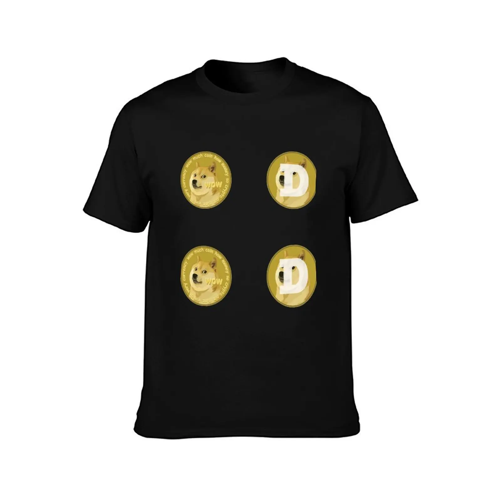 Dogecoin *Value* Pack 4 T-Shirt, Summer Casual Cotton Tee, Oversized Streetwear Tops, Vintage Graphic Print, Unisex Men Women