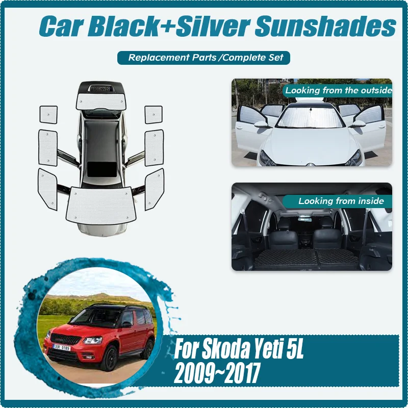 

Car Sunshades For Skoda Yeti 5L 2009~2017 Sunscreen Window Coverage Sunshades Cover Anti-UV Pad Shade Car Interior Accessories