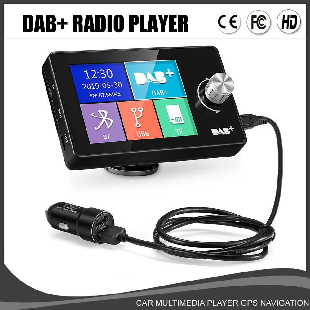 DAB+ Digital Car Radio 2.8 Inch Screen Bluetooth Video Display FM Transmitter Car Radio MP3 Digital Broadcast AUX FM Receiver