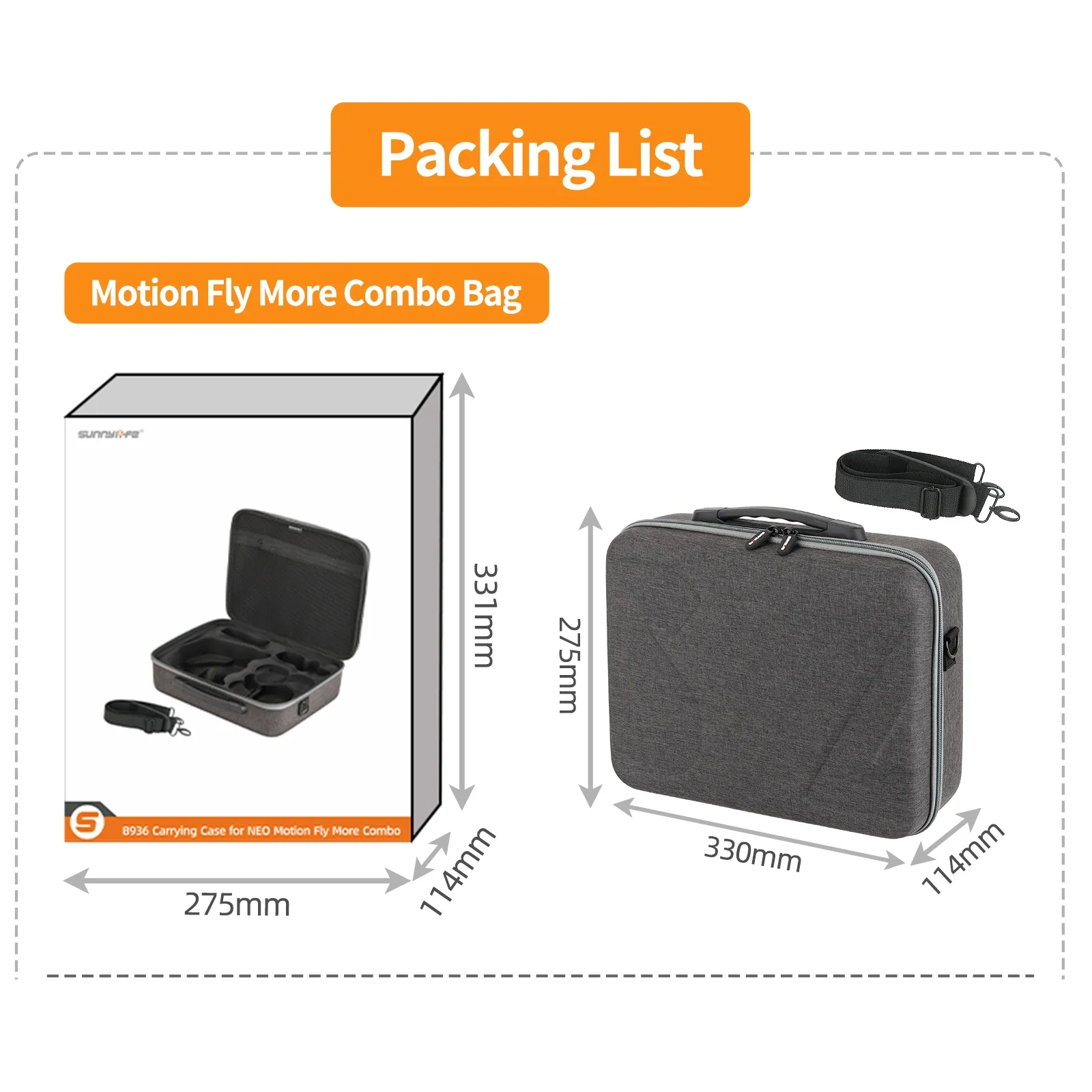 Combo Bag For DJI NEO Motion Fly More Combo Goggles N3 DJI RC Motion 3 Large Capacity Storage Case With Sling Strap Handbag ACC