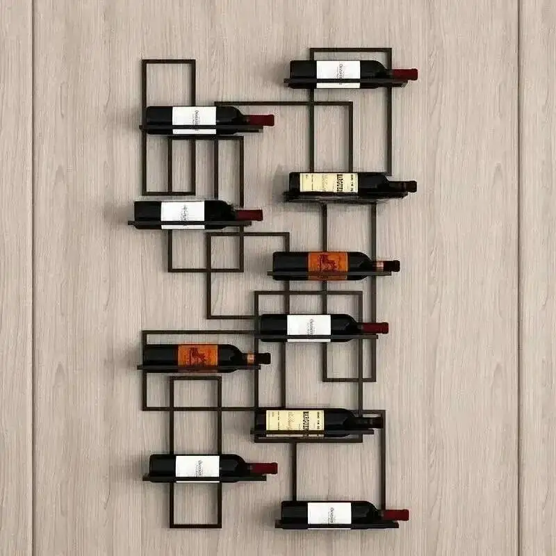 Simple European Showcase for Shop Horizontal Hanging Display Red Wine Rack Creative Metal Design Display Cabinet for Dining Room