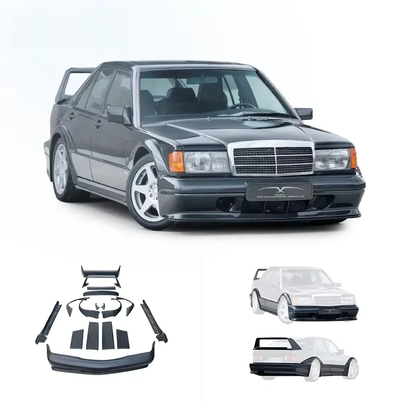 

Car Bumper Modification with Front Lip&Rear Spoiler&Rear Diffuser&side Skirts for Mercedes Benz 190E EVO II Upgrade Body Kit