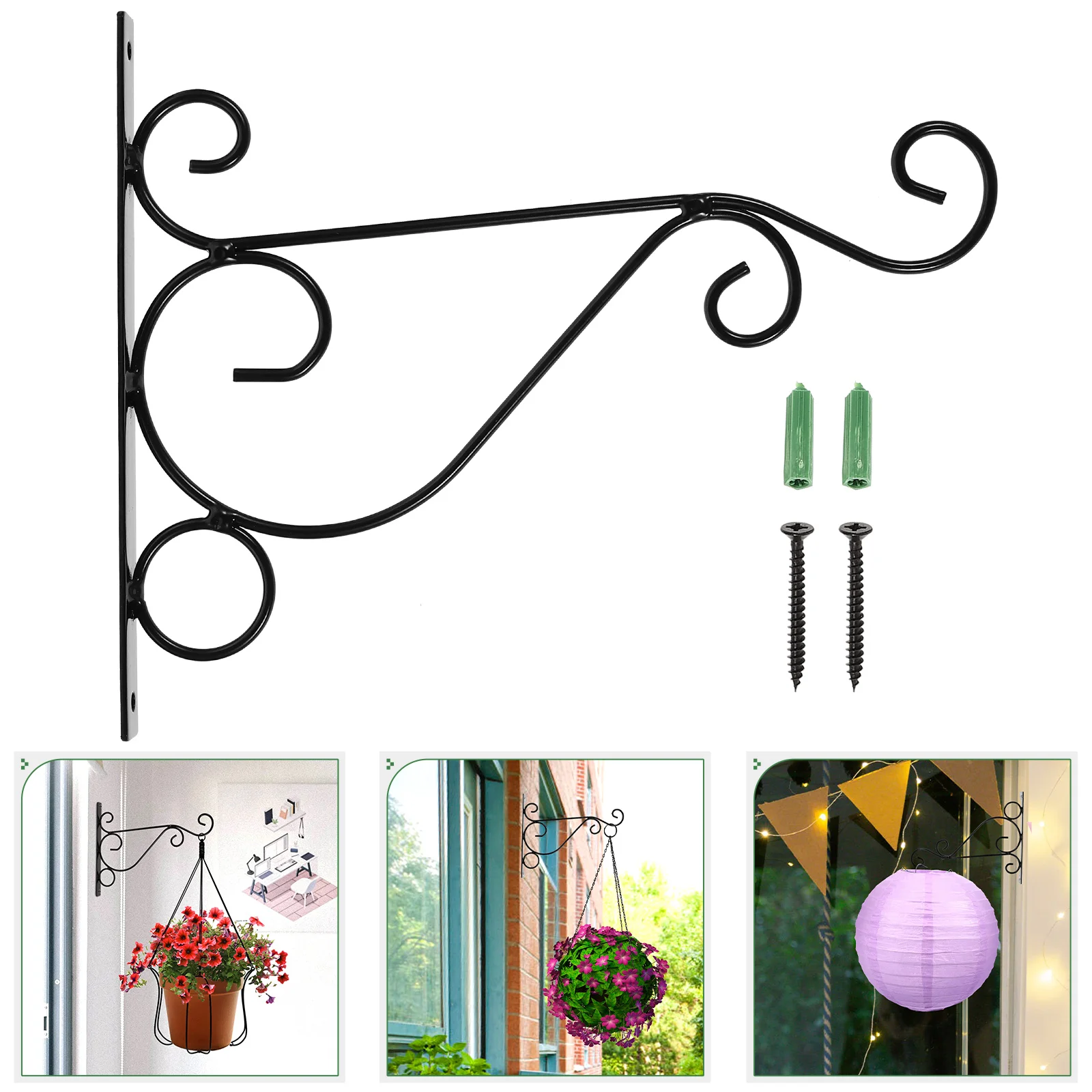 1pcs Wall Mount Flower Pot Heavy Duty Plant Hanger Hanging Plants Planter Bracket Iron Outdoor Home Door Decor Rustproof Balcony