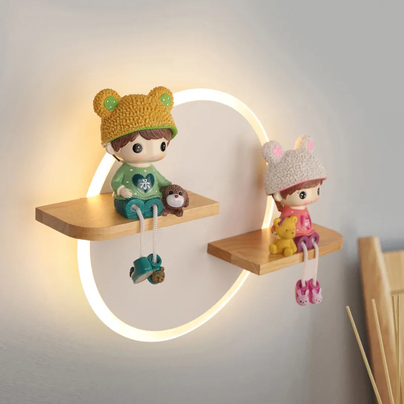 Children Room Doll Display Wall Lamps Ceramic Unicorn Character Bedroom Decoration Sconce Lustres LED Kid Room Night Wall Lights
