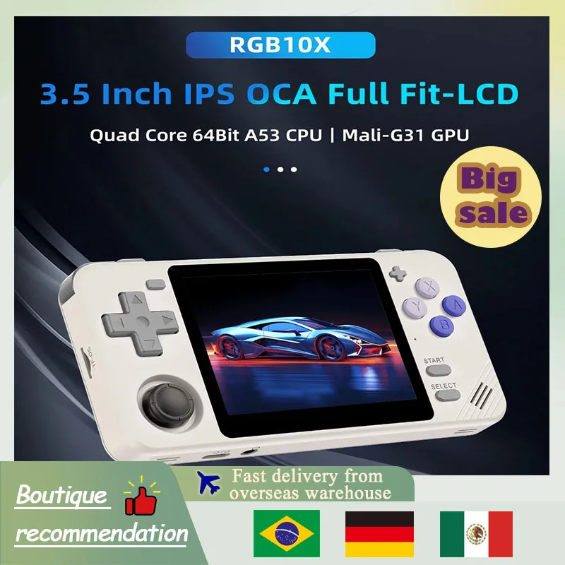 POWKIDDY RGB10X Handheld Game Console 3.5 Inch Retro 640*480 RK3326 4:3 IPS OCA Full Fit-LCD Screen linux Gaming Children's Gift