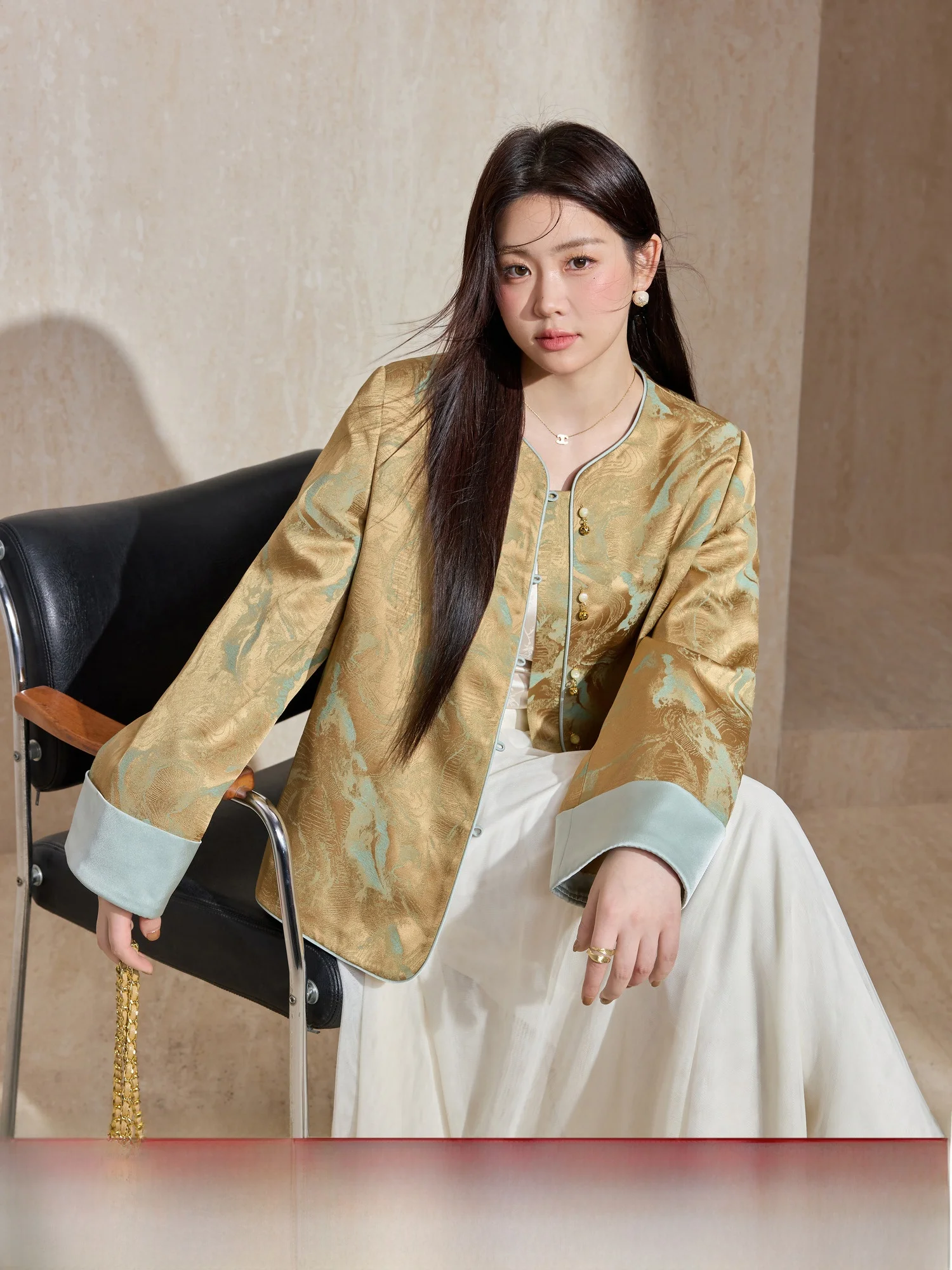 

Женский новый китайский топ большого размера с вышивкой Or Jaet Ele National Sle для похудения на весну