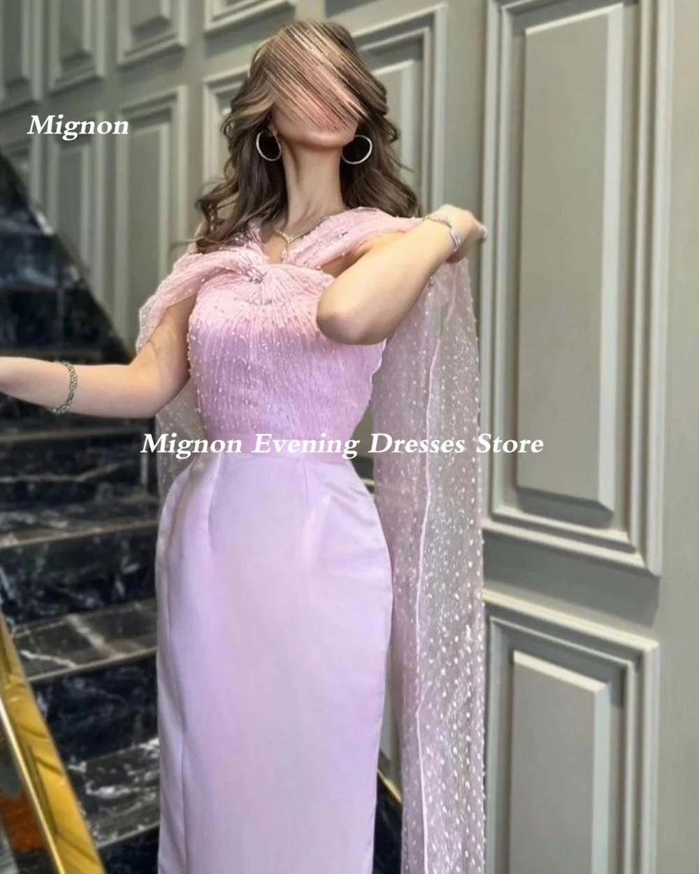 Mignon-Vestido de baile feminino sem alças sereia em cetim, lantejoulas, rendas, noite, comprimento chá, formal, sem mangas, elegante vestido de festa, 2023