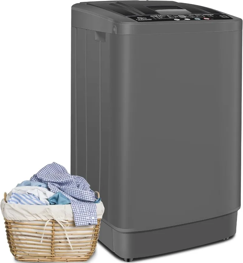 13.5Lbs Capacity Full-Automatic Portable Washer, with Drain Pump, LED Display, 10 Programs & 8 Water Levels