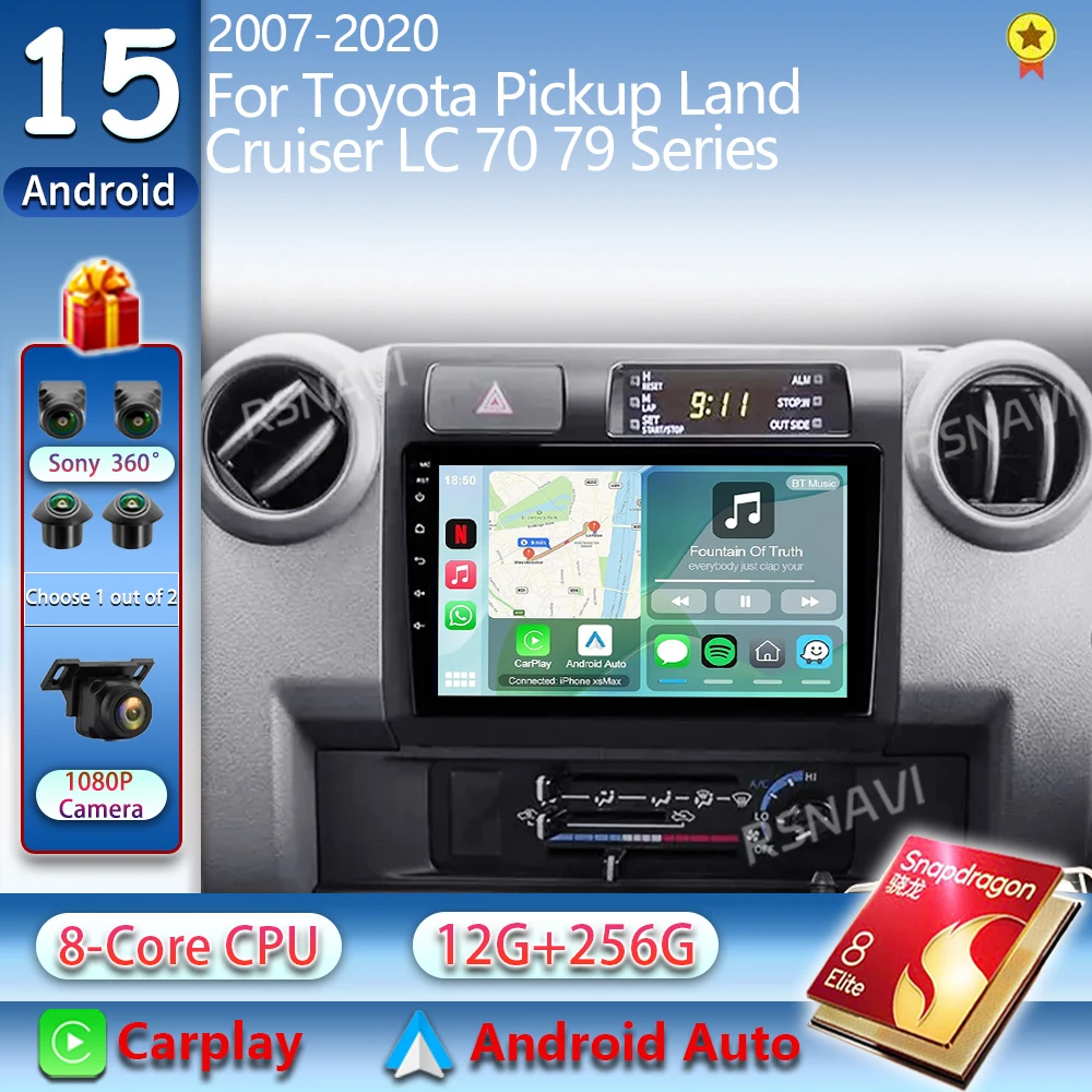 Android 16 Carplay Car Radio For Toyota Pickup Land Cruiser LC 70 79 Series 2007-2020 Multimedia Player Stereo 2din Head Unit BT