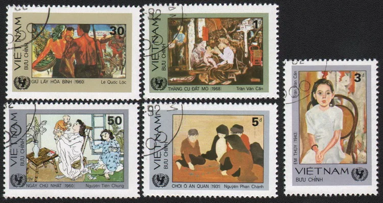 

5Pcs/Set Vietnam Post Stamps 1984 Children Paintings Marked Postage Stamps for Collecting