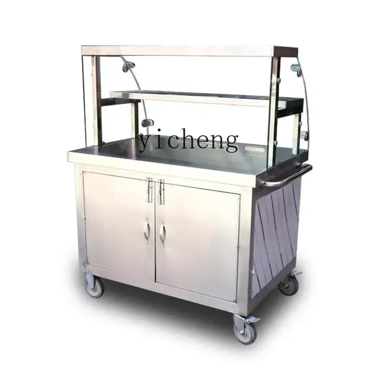 b3 Mobile Hand Push Takeaway Snack Cart Ice Powder Cold Vegetable Stall Cart Braised Vegetable Cart Breakfast