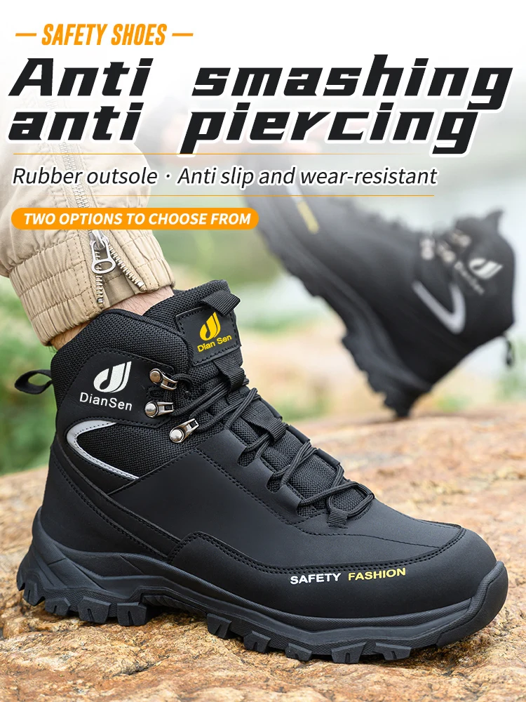 Veiligheidsschoenen voor heren met stalen neus Waterdichte laarzen Lekbestendig Anti-smash Outdoor werksneakers voor heren Bouwwerkschoenen - afbeelding 2