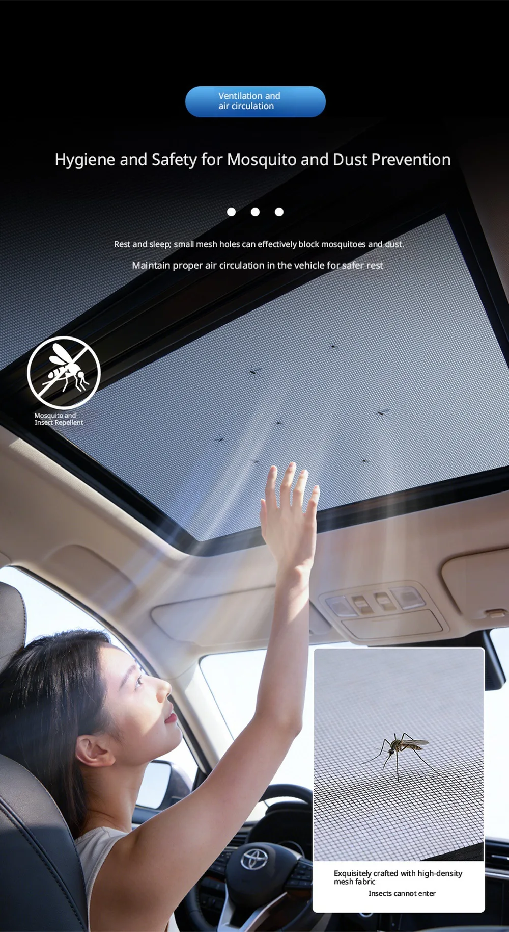 Auto-Sonnendach-Moskitonetz Magnetischer Fensterschutz Anti-Insekten-Netz für Auto-Camping Sonnendach-Abdeckung – Detail 4