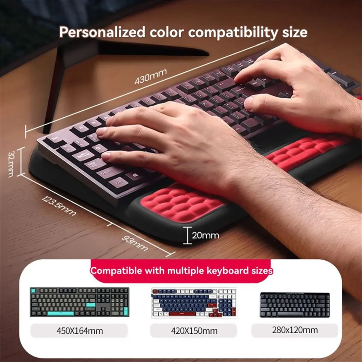 2026 New Ergonomic Keyboard Mouse Wrist Rest, Memory Foam Material with Integrated Keyboard Pad Wrist Pad with Wrist Gel B