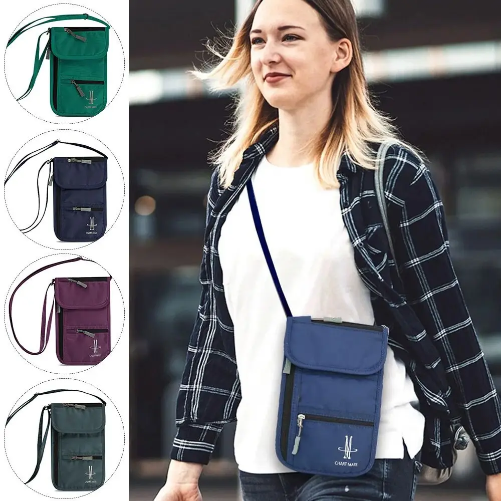Unisex Nylon RFID Passport ID Bag Waterproof Multi-Functional Document Pouch Packet Women