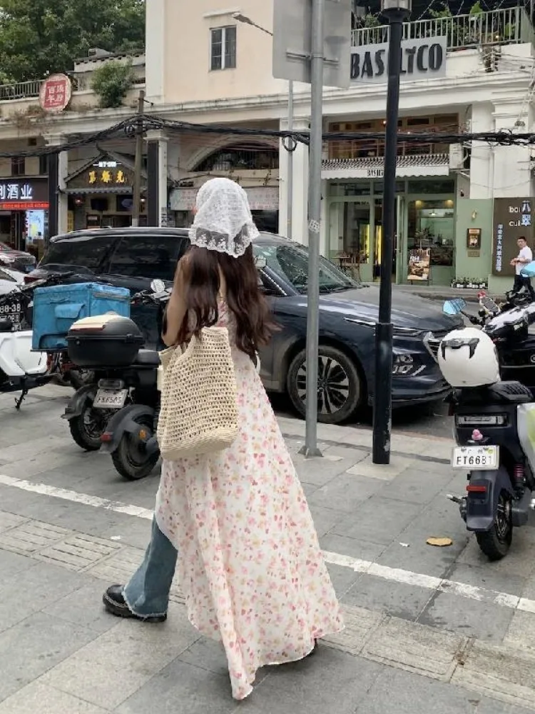 Robe camisole à fleurs pour femmes, robes ajustées irrégulières, vacances à la plage, été, nouveau, Y2k, 2024