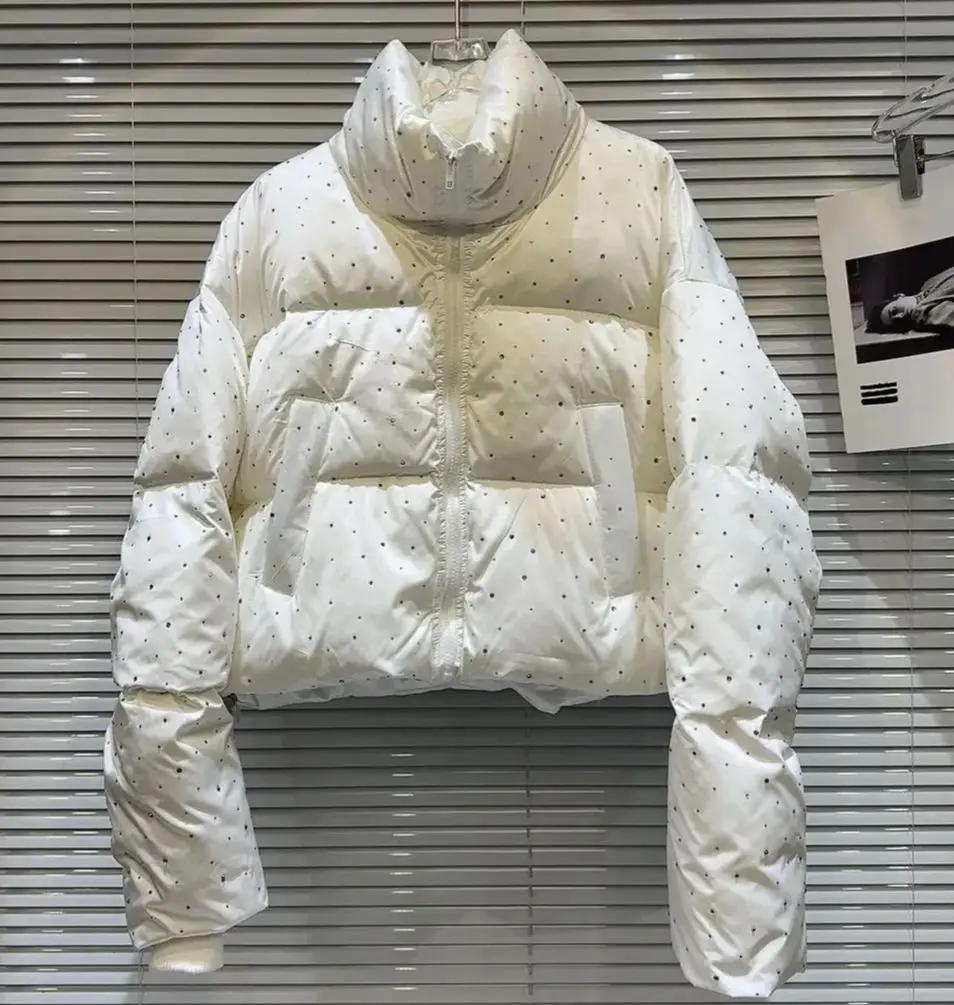 2024 novas roupas de inverno parkas outwear casacos curtos coreano strass casaco senhoras engrossado algodão quente puffer jaquetas