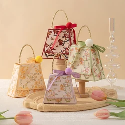 20 Pcs/Lot Creative Trapezoidal Wedding Candy Box With Exquisite Printing New Holiday Small Gift Packaging Paper Box