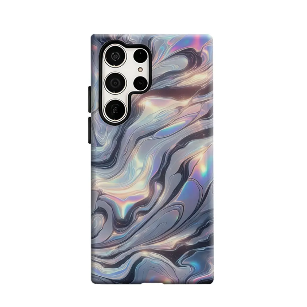 CaseLumi Phone Case For Samsung Galaxy S25 S24 S23 Ultra Plus HD Hard Iridescent Marble Swirl Double Layer Cover Film Shell